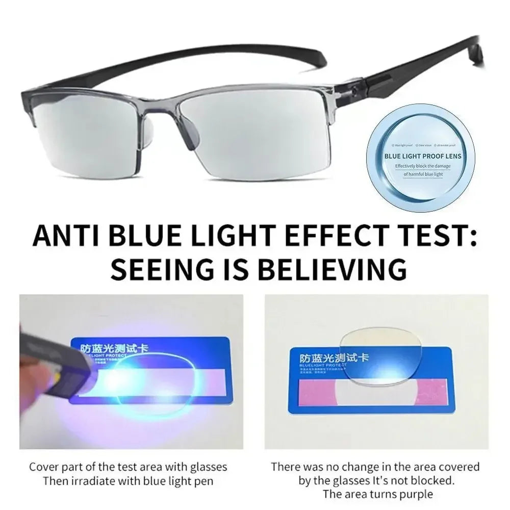 Smart Automatic Zoom Reading Glasses Anti Blue Ray Eyeglasses Autofocus Power Half-Rim Near Far Computer Glasses Good Vibrations