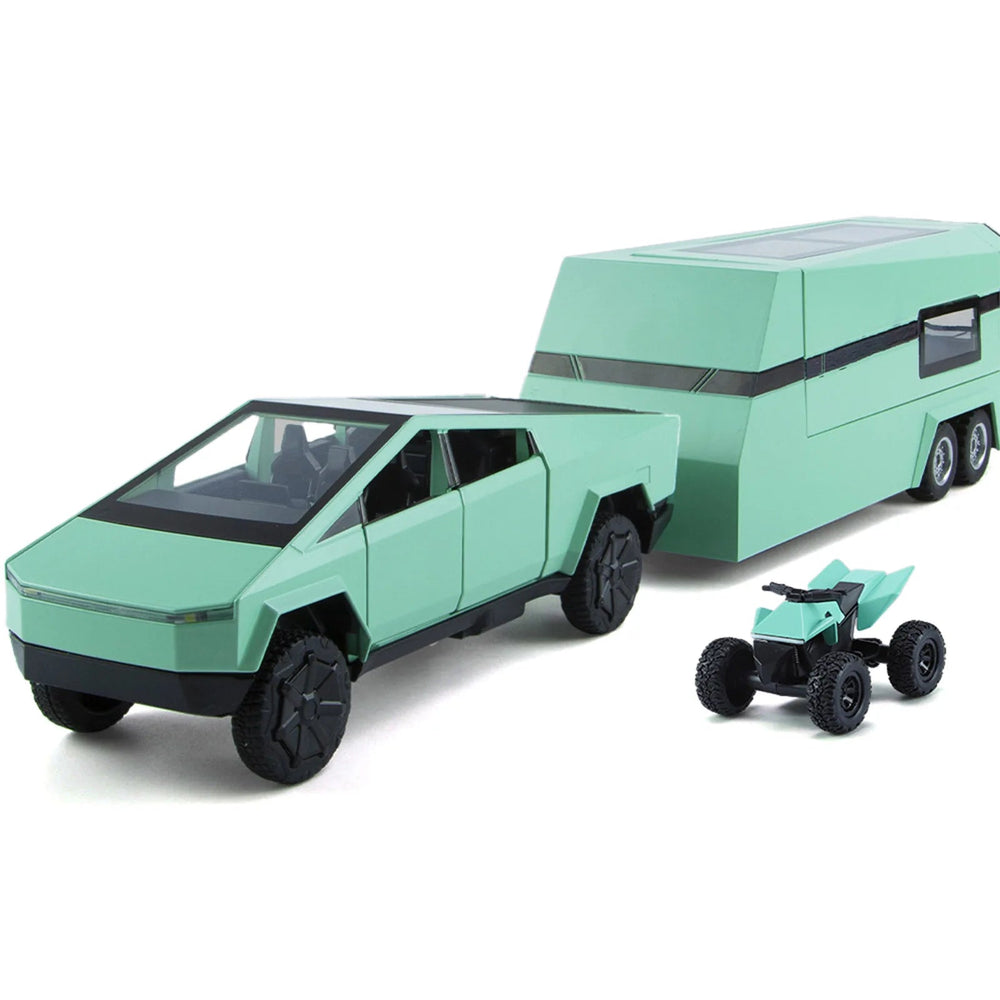 1:32 Toy Trucks for Boys Cybertruck Model Silver Pickup Truck Diecast Metal Toy Cars with Sound and Light for Kids Good Vibrations