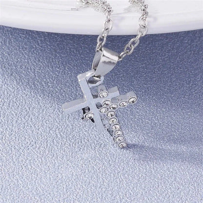 Fashion Cross Necklace for Women Men Gold Silver Color Dazzling Crystal Jesus Crucifix Necklace Christian Jewelry Wholesale Good Vibrations