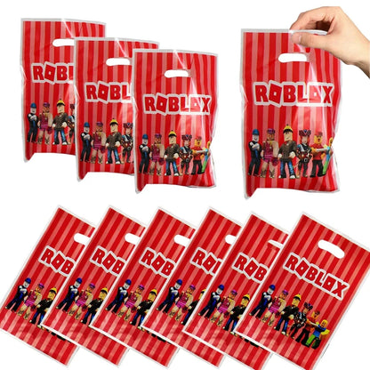 139PCS Roblox Birthday Decoration Party Kit Disposable Tableware Set Roblox Game Tablecloth Balloon Gift Bag Kids Party Supplies Good Vibrations
