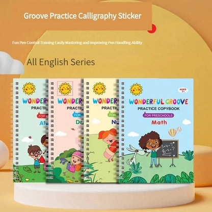 4 Books Pen Magic Copy Book Free Wiping Children Kids Writing Sticker Practice English Copybook For Calligraphy Montessori Gift Good Vibrations