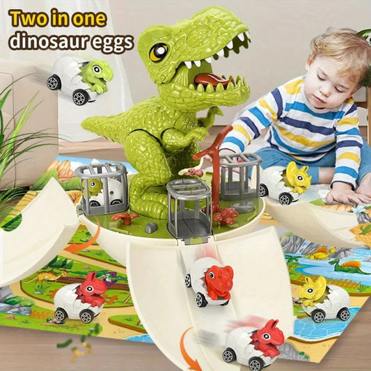 Kids Dinosaur Toys, Dinosaur Egg Toy Simulation Animal Model Race Track Car Tyrannosaurus Birthday Gift for 3-6 years old boy Good Vibrations
