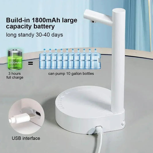 Portable Desktop Electric Water Dispenser Bottle Pump Barreled with USB Charging Automatically Drink for Home Office Outdoor Good Vibrations