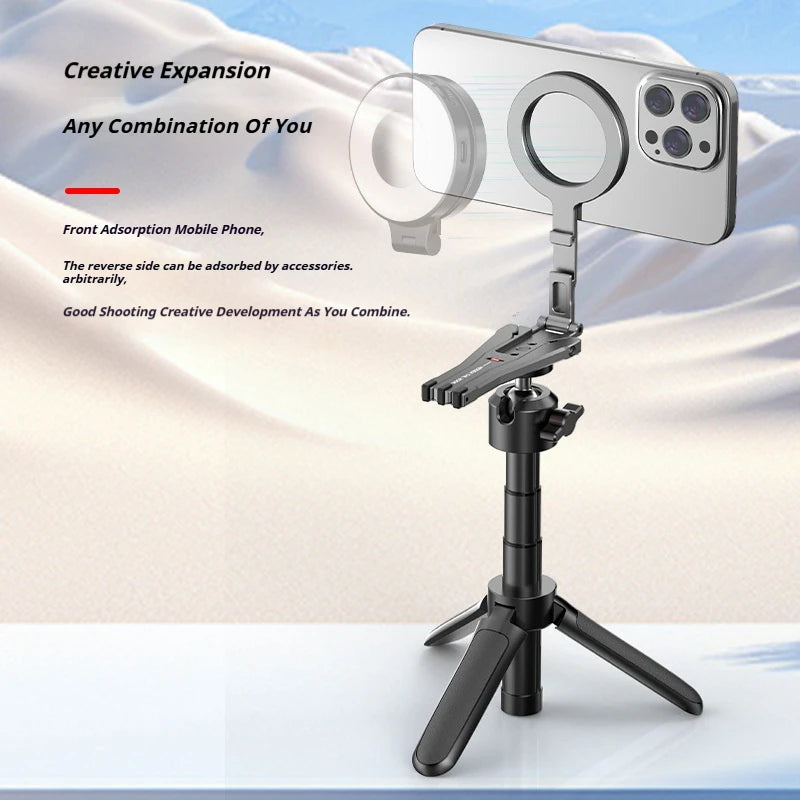 Aluminum For Magsafe Tripod Magnetic Phone Holder Universal Magnetic Phone Tripod Mount Foldable Camera Phone Tripod Stand Good Vibrations