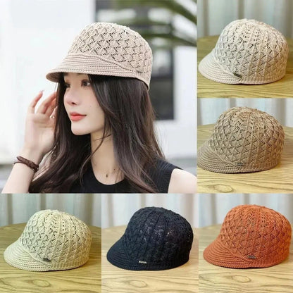 New Hat Women's Spring/Summer Peaked Cap Hollow Design Headband Women's Bucket Hats Beret Hat Good Vibrations