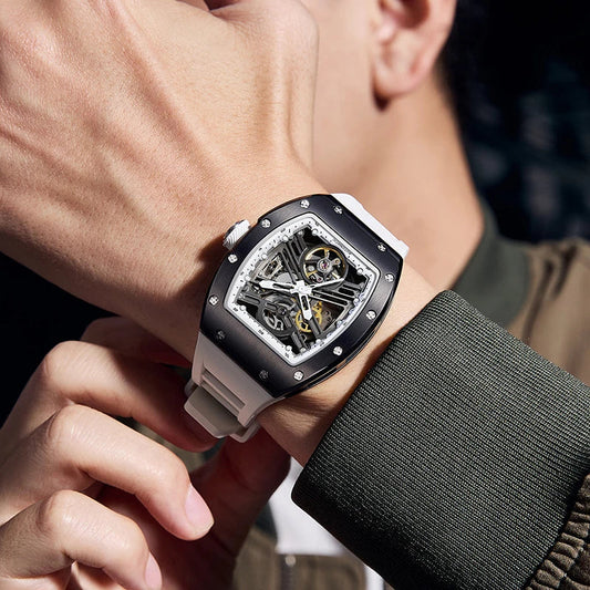 Fashion Sports Waterproof Automatic Watch OEM Barrel Case Mechanical Wristwatch Wholesale Latest Design Good Vibrations