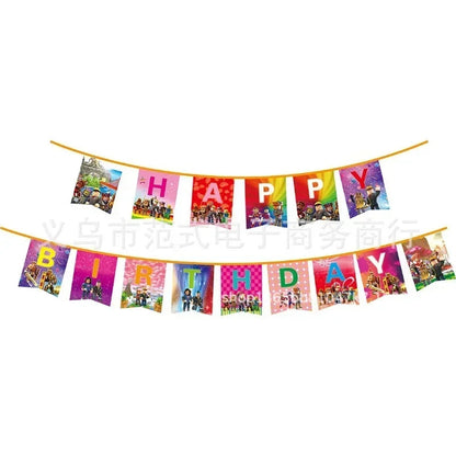 Game Roblox Cartoon Party Theme Birthday Supplies Balloon Banner Cake Topper Tableware Set Decorative Anime Peripheral Gifts Good Vibrations