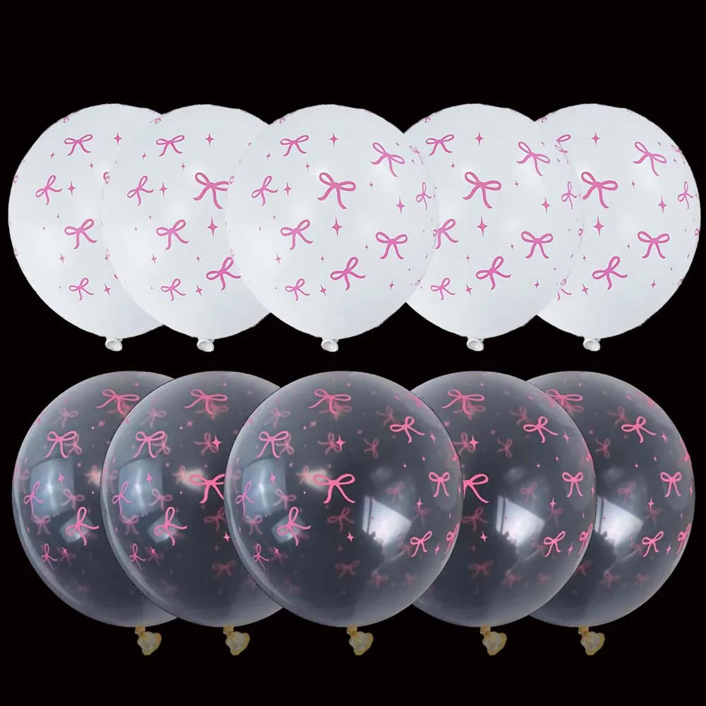 Pink Banner Happy Birthday Bow Balloon Straw Disposable Paper Plate Napkin Cup Tableware Princess Girl Birthday Party Supplies Good Vibrations