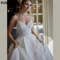 RODDRSYA Princess Wedding Dress For Women Sexy V-Neck Backless Robe De Soirée Spaghetti Strap A-line Bridal Gown Lace Applique Good Vibrations