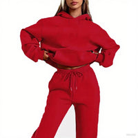 Winter Tracksuit Women Two Piece Set - Oversized Hoodie Sweatpants Solid Color Sportswear Suit |Casual Sweatshirt Trouser Set Good Vibrations
