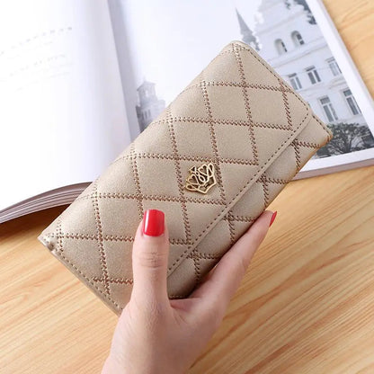 Plaid Long Wallet Women's PU Leather Slim Card Holder Coin Purse Phone Bag Money Organizer Fashion Wallet Good Vibrations
