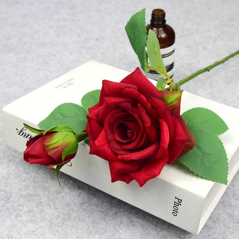 Artificial Flowers Big Silk Roses NEW Beautiful Branch Vase for Home Wedding Decoration Retro Autumn Fake Plants Christmas Decor Good Vibrations