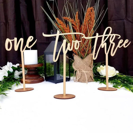 Wedding Wooden Table Numbers With Base Laser Cut Birthday Party Decor Gifts Rustic Custom Wedding Reception Table Centerpieces Good Vibrations