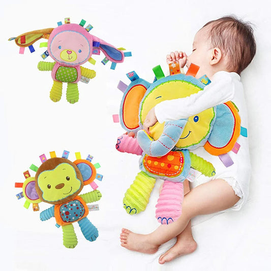 Baby Tags Stuffed Animal Soft Toy Lovey Elephant Plush Bell Toy Built-in Rattles Sensory Toy for Newborn Toddler Infant Gifts Good Vibrations