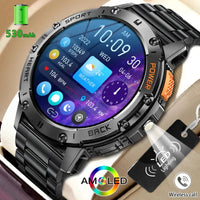 For Android ios New AMOLED Smart Watch Men with Flashlight Sports Waterproof Fitness Tracker Bluetooth Call Smartwatch Man+Box Good Vibrations