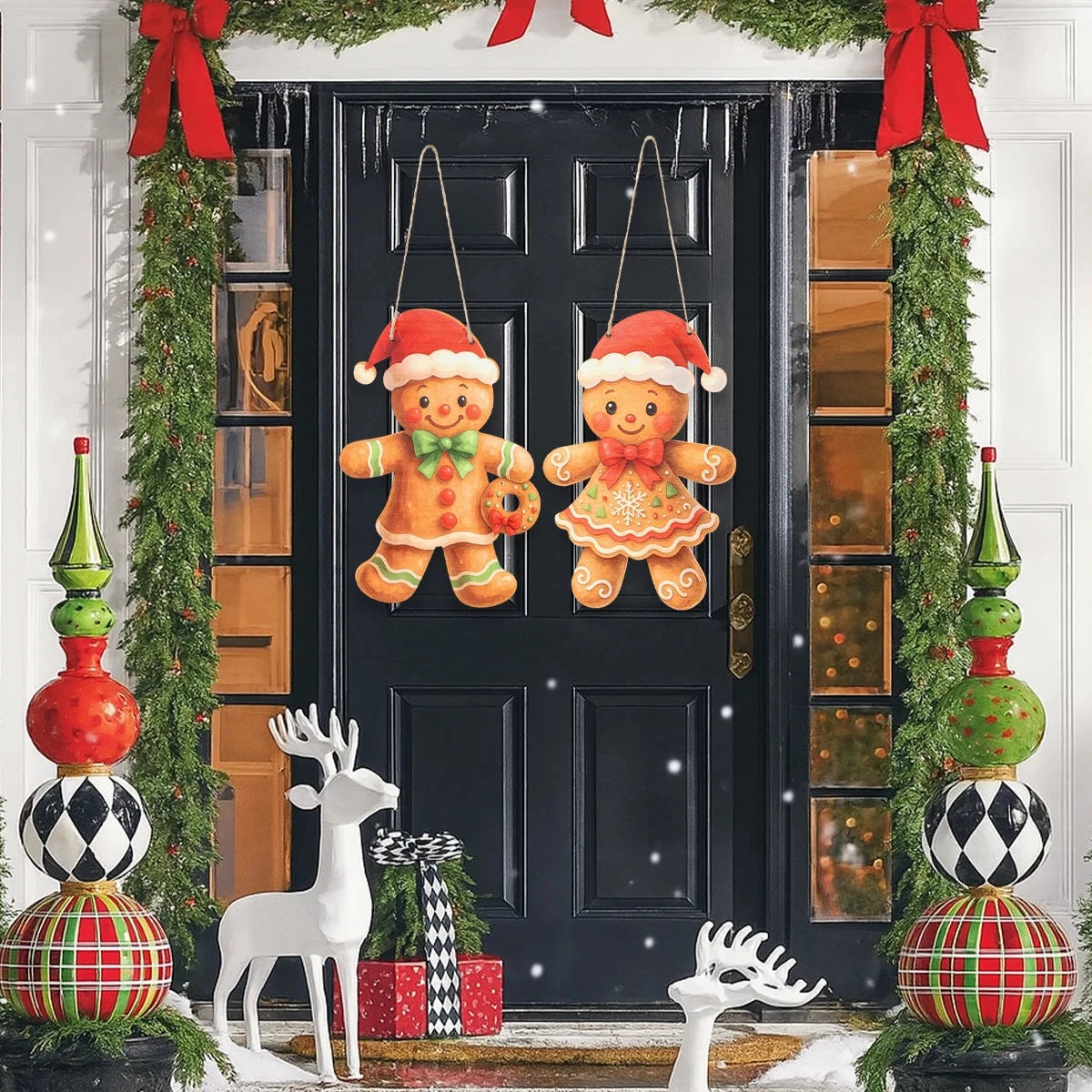 Christmas Door Hanging Merry Christmas Decorations for Home 2025 Navidad Xmas Tree Wall Pendant New Year 2026 Good Vibrations