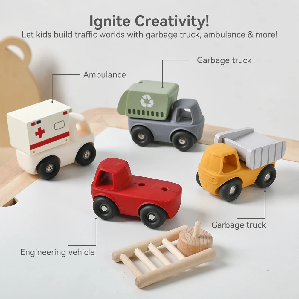 Baby BPA Free Silicone Montessori Toys Food Grade Cartoon Engineering Car Soothing Teether Toys For Newborn Teething Nursing Toy - Good Vibrations