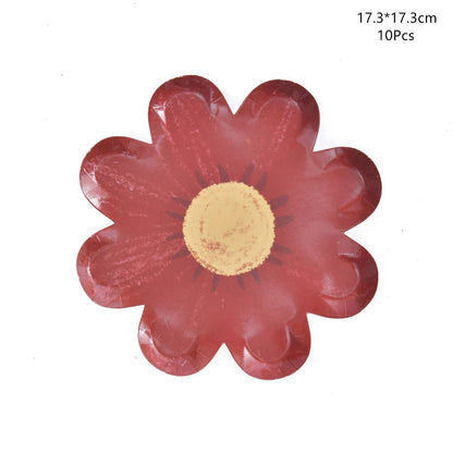 Disposable Daisy Paper Plate Flower Meal Plate Picnic Cake Plates Birthday Theme Party Decoration Good Vibrations