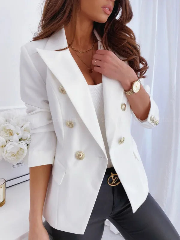 Autumn Jacket Blazer Women Coat Short White Blazer Female Office Black Ladies Long Sleeve Elegant Woman Casual Coats Streetwear Good Vibrations