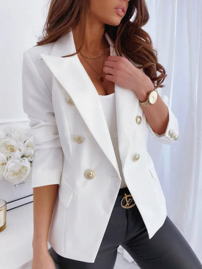 Autumn Jacket Blazer Women Coat Short White Blazer Female Office Black Ladies Long Sleeve Elegant Woman Casual Coats Streetwear Good Vibrations