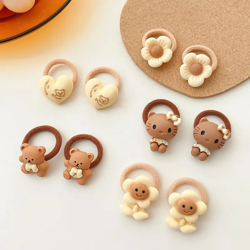 Kawaii Cartoon Baby Small Scrunchies Cute Children Girls Kids Elastic Hair Rubber Bands Accessories Tie Hair Ring Rope Headdress Good Vibrations