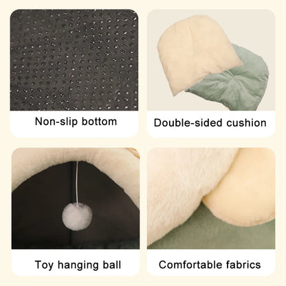 Deep Sleep Cat Bed Cartoon Pet Bed Foldable Removable Washable Pet Sleeping Bed for Small Dog Mat Bag Cave Cats Bed Good Vibrations