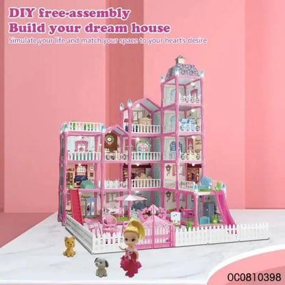 DIY Doll House With light Furniture and Dolls Dream Doll House for Little Girls Kids Pretend Toy Good Vibrations