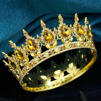 Queen King Wedding Crown Round Tiaras and Crowns Bride Diadem Birthday Party Cake Topper Jewelry Hair Accessory Good Vibrations