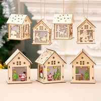 Christmas LED Light Wooden House Luminous Cabin Merry Christmas Decorations for Home DIY Xmas Tree Ornaments Kids Gifts New Year Good Vibrations