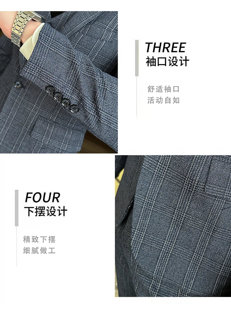 Quality Three-piece Suit Vest Trousers Set for Men Korean Fashion Slim Fit Business Casual Wedding Handsome Style
