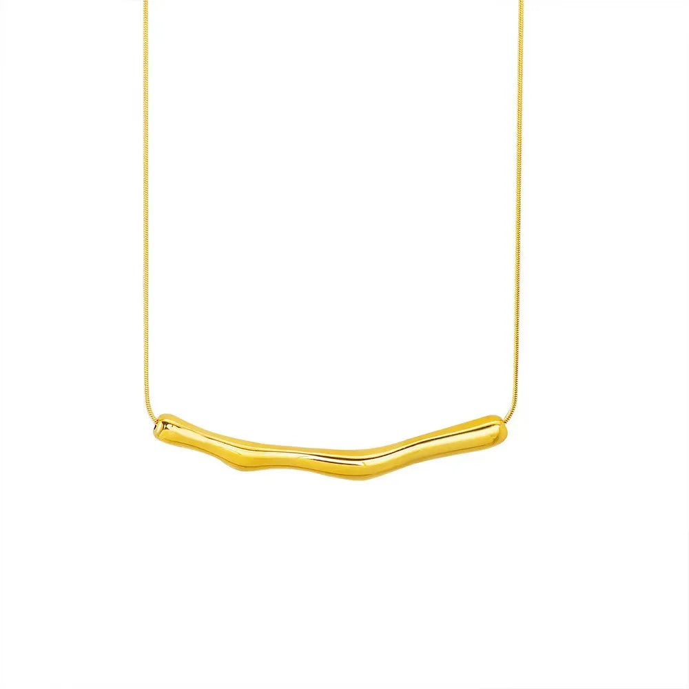 ZAKOL European and American Fashion Stainless Steel Gold Color Collar Bone Chain for Women Fashion Short Necklaces Jewelry Good Vibrations