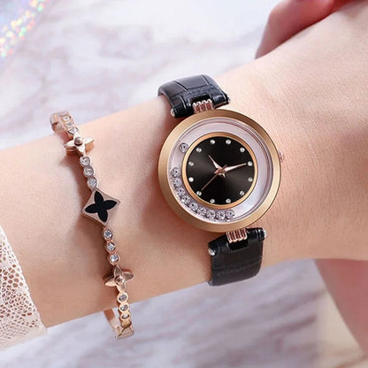 Watches For Women Female Luxury Temperament Ladies Watch Leather Belt Diamond Watch Analog Quartz Watch Reloj Mujer Montre Femme Good Vibrations
