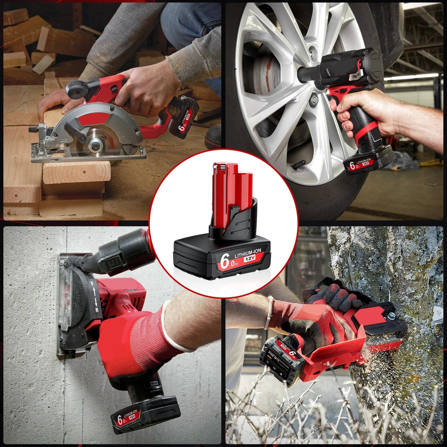 For Milwaukee 12V Tool Battery For Milwaukee M12 6000mAh Lithium Battery Impact Wrench Drill Power Tools Battery Good Vibrations