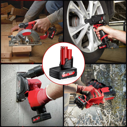 For Milwaukee 12V Tool Battery For Milwaukee M12 6000mAh Lithium Battery Impact Wrench Drill Power Tools Battery Good Vibrations