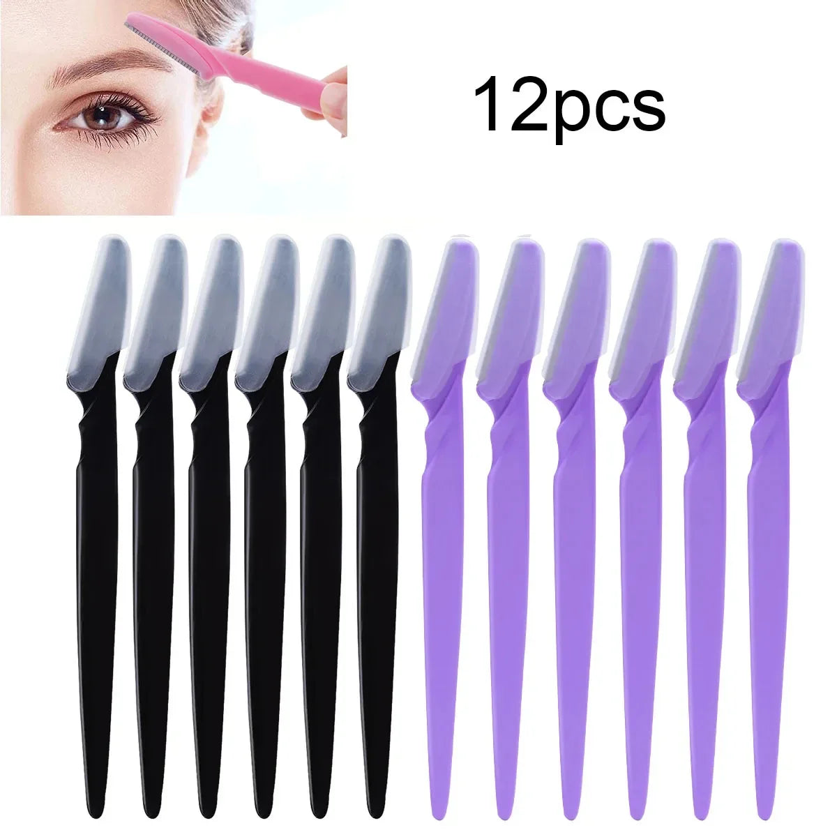 6/12Pcs Mix Color Eyebrow Razor Women Face And Body Safe Trimmer Hair Shaver Eye Brow Remover With Cover Small Makeup Tools Set Good Vibrations