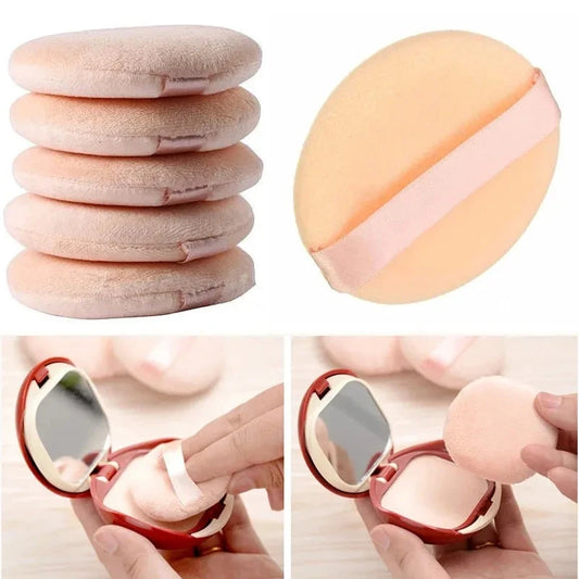 5pcs Round Facial Powder Foundation Puff ,Portable Soft Cosmetic Puff For Makeup Application, Beauty Tool Essential Make Up Good Vibrations