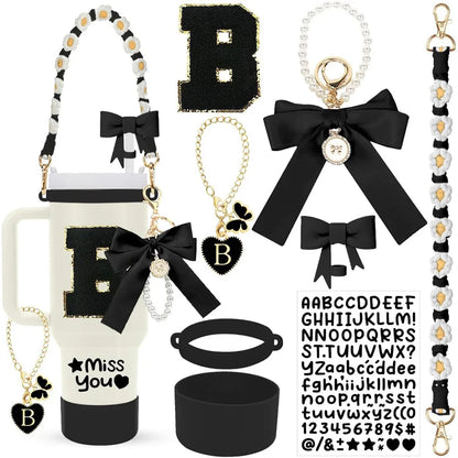 8Pcs Cup Accessories Including Straw Topper,Silicone Prorective Boot,Cup Charm,Stickers and Handle Strap for 40oz Tumbler Cup Good Vibrations