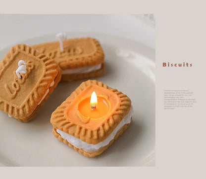 Cute Handmade Biscuit Candle Scented Candle Aromatherapy Soy Wax Candle Wedding Birthday Candles Party Home Decoration Good Vibrations