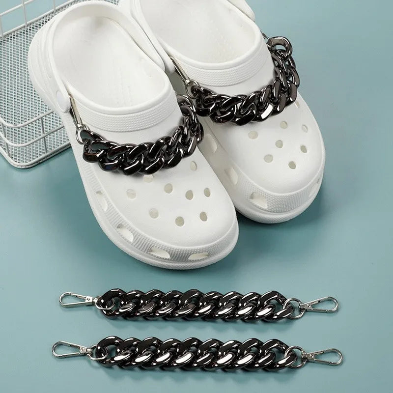 Women Shoes Chains Buckle Charms Croc Clog Sandals Hole Shoes DIY Detachable Chain For Kids Boys Girls Gifts Shoes Decorations Good Vibrations