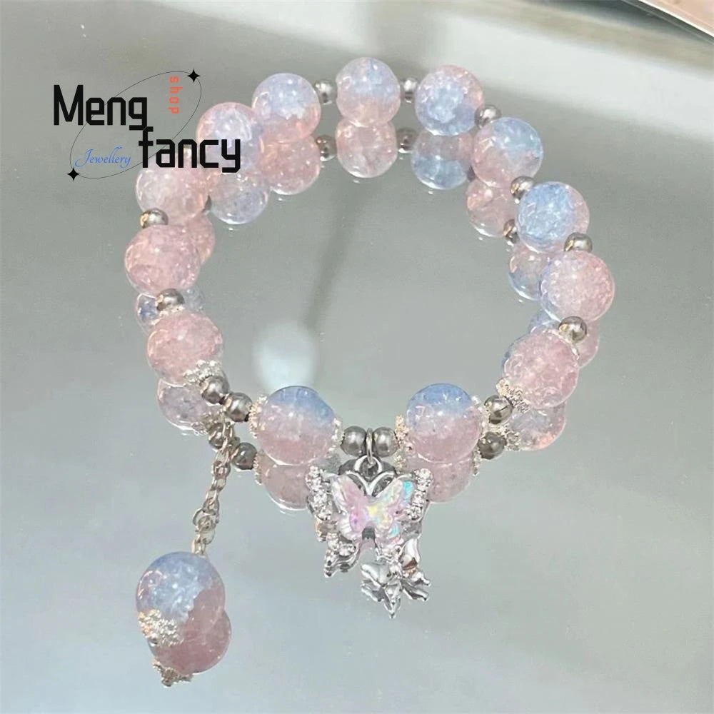Star River Dangling Butterfly Crushed Beads Sweet Colourful Bracelet Niche Designs Natural Popular Fashion Jewelry Holiday Gifts Good Vibrations