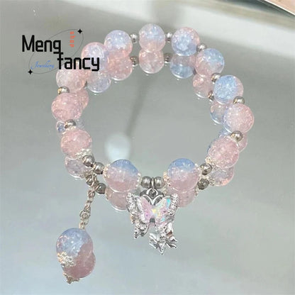 Star River Dangling Butterfly Crushed Beads Sweet Colourful Bracelet Niche Designs Natural Popular Fashion Jewelry Holiday Gifts Good Vibrations