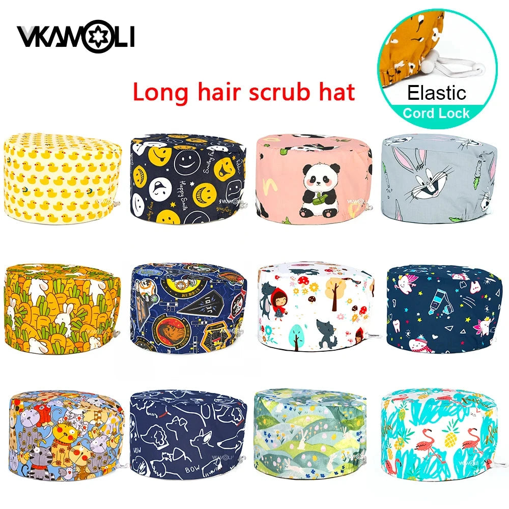 Surgical hats with various prints of rabbits dogs animals designed as hair care hats for doctors and nurses scrub hat Good Vibrations
