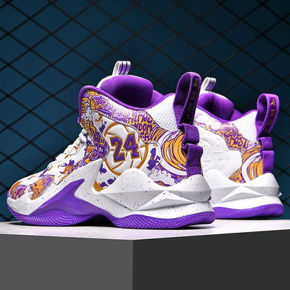 Men's Basketball Shoes No-Slip Breathable Outdoor Shoes Fashion Graffiti Training Shoes Good Vibrations