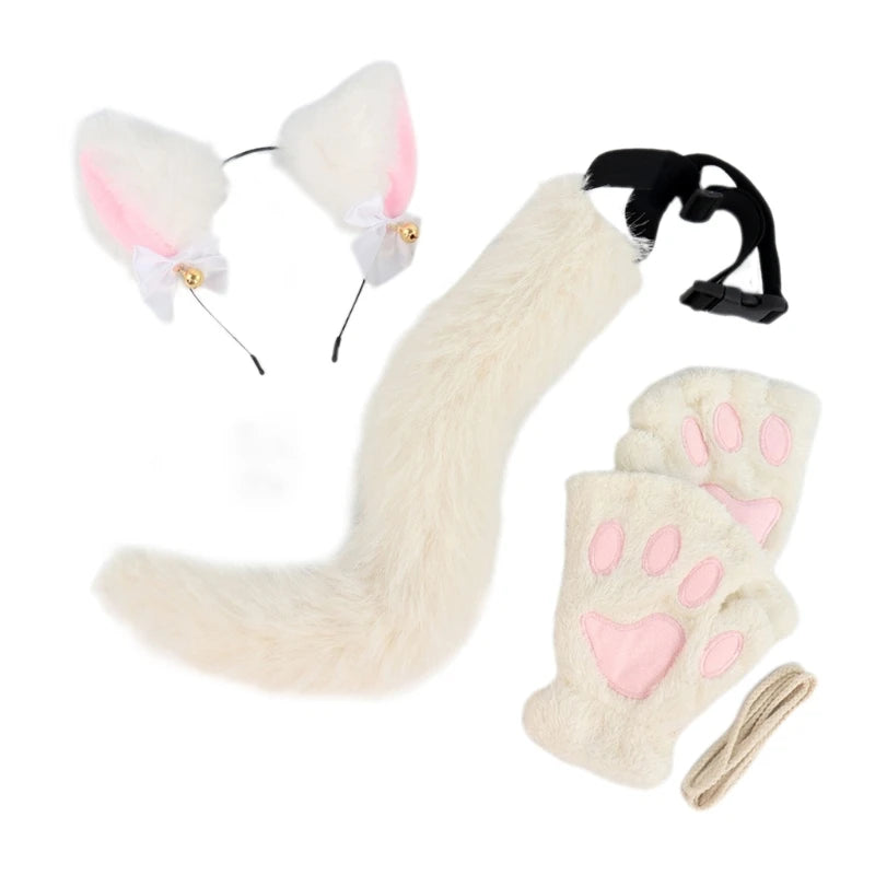 Cats Dress up Costume Includes Headband, Tail, Gloves for Girl Halloween Good Vibrations