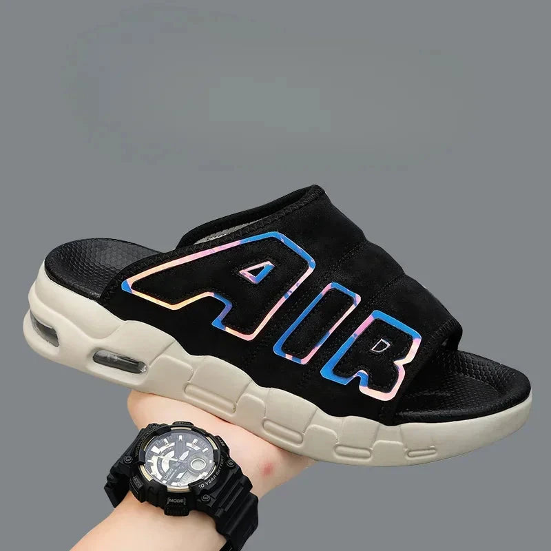 Men Air Cushion Design Slide Man Summer PVC Soft Non-slip Men's Sports Slippers New Slippers for Men Flip Flops Chanclas Hombre Good Vibrations