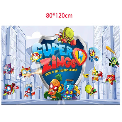 Superzings Birthday Party Decoration Balloon Banner Cake Topper SuperthingsTableware Birthday Party Supplies Baby Shower Good Vibrations