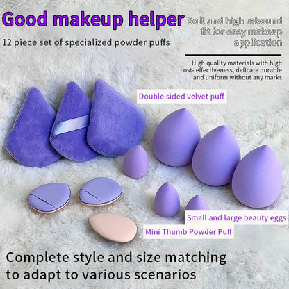 12pcs Makeup Sponge Blender Beauty Egg Soft Cosmetic Puff Foundation Sponges Powder Puff Women Make Up Accessories Beauty Tools Good Vibrations