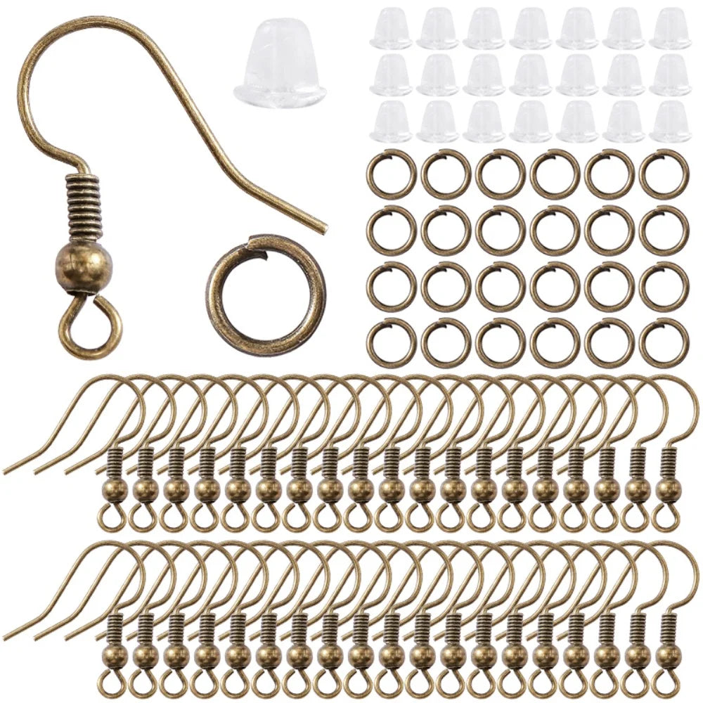 300Pcs Earrings Set Hypoallergenic Earring Hooks Jump Rings Clear Rubber Earring Backs For Jewelry Making Findings Accessories Good Vibrations