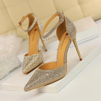 Rhinestone Women Pumps Sexy Stiletto Women High Heels Pointed Toe Women Heels Pumps Women Shoes Party Wedding Shoes Scarpe Donna Good Vibrations