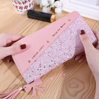 Fashion Women's Pu Leather Long Wallets Sequins Patchwork Glitter Wallet Coin Purse Female Wallets Girls Gifts Wholesale Good Vibrations